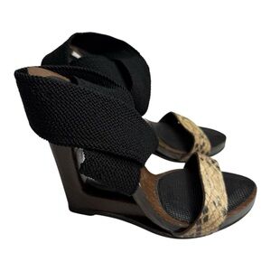 Donna‎ Karan SS12 Runway Wedge Sandals – Snakeskin & Woven Wrap (38)